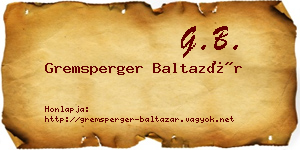 Gremsperger Baltazár névjegykártya
